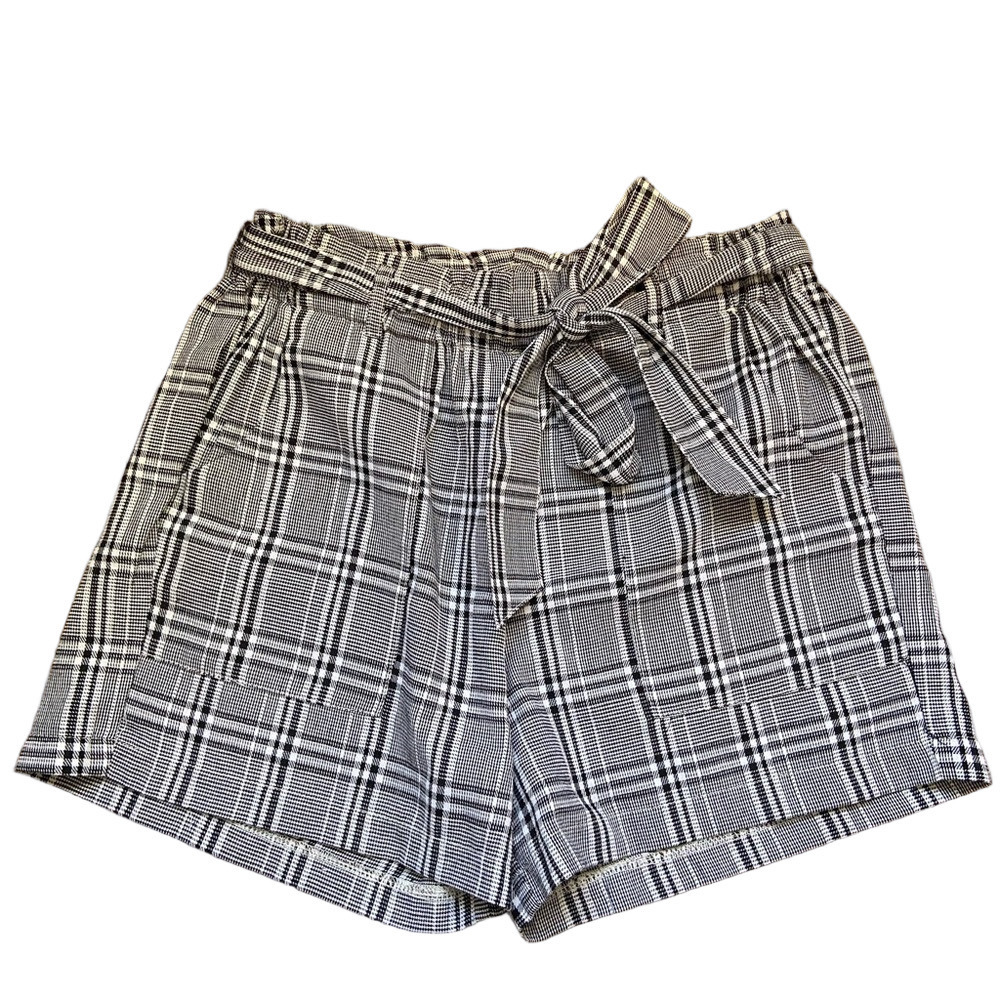 Shinestar Black and White Plaid High Waist Shorts